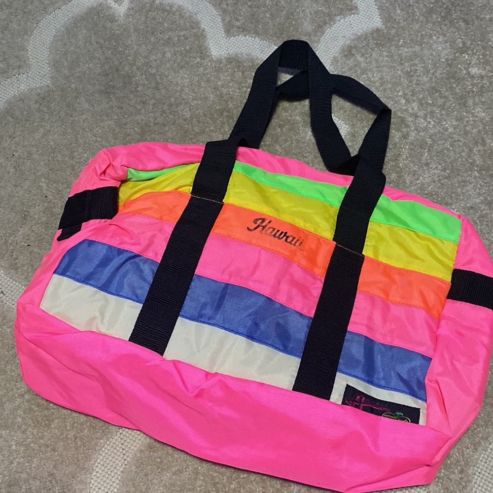 Michael Parks Vintage Hawaii Neon Rainbow Soft Cooler Duffle Bag